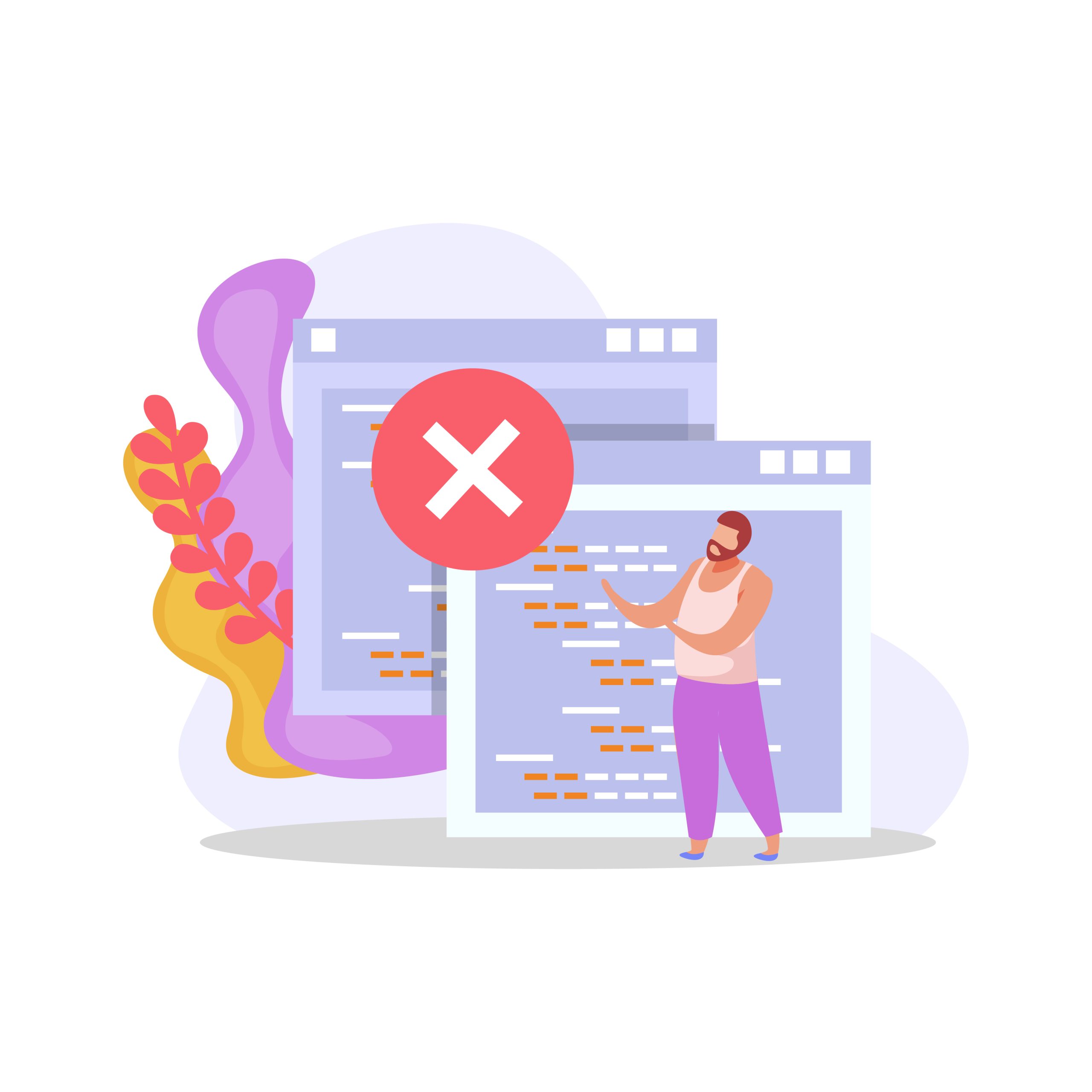 Computer user flat icon with human character and program windows vector illustration